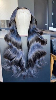 #mannequin #frontalinstall #wigs Dark Blue Frontal Wig, Blue Frontal Wig, Wig On Mannequin, Lace Fronts, Custom Wigs, Braids For Kids, Kids Braided Hairstyles, Unique Hairstyles, Frontal Wig