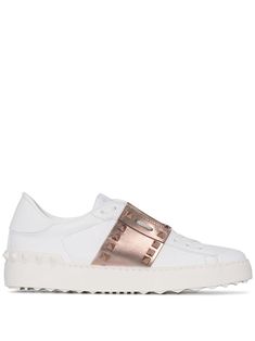 White leather Rockstud Open sneakers from Valentino Garavani. | Valentino Garavani Rockstud Open sneakers Valentino Shoes Sneakers, Valentino Garavani Shoes, Valentino Rockstud, Valentino Shoes, Sneakers For Sale, Sneakers White, Golden Goose Sneaker, Leather Sneakers, Valentino Garavani