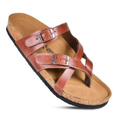 Four straps are combined to make fashion feminine footwear for all the women out there. The upper of Celestis (PU1105) is adorned with functional rusty buckles that add an edgy and classy look to your feet. Add a supernal aura to your personality with these strappy sandals for women. Toe post style accentuates the casual side of these sandals, whereas the strappy upper and regal footbed make them appear to be sophisticated. Pick your size and start enjoying the walk of confidence in these comfy Arch Support Sandals Woman, Arch Support Sandals, Supportive Sandals, Fashion Feminine, Walking Sandals, Footbed Sandals, Leisure Activities, Fashion Sandals, Sandals For Women