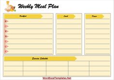 a weekly meal plan is shown in yellow