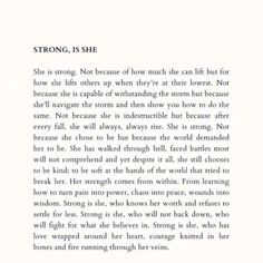 an open book with the words strong is she