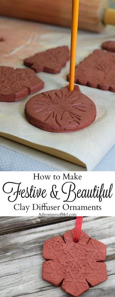 how to make festive and beautiful clay diffuser ornaments with an orange candle in the middle