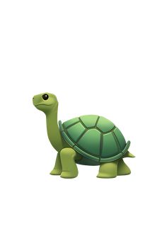 a green turtle is standing in front of a white background