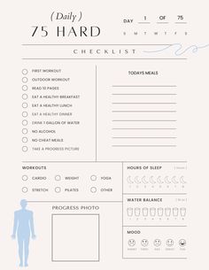 75 Hard Journal Ideas, 75 Day Workout Challenge, 75 Hard Checklist, 75 Hard Workout Ideas, Digital Checklist, Body Physique, 75 Hard Challenge, Buddhism Wallpaper, Hard Challenge