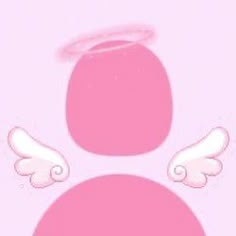 an angel's wings and halos are on top of a pink background with white circles