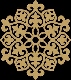 an intricate golden design on white background