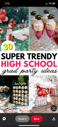 an iphone photo with the words super trendy high school great party ideas