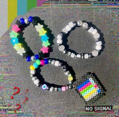 Emo Bracelets, Kandi Singles, Cuff Pattern, Weirdcore Aesthetic, Pony Bead Bracelets