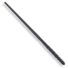 a black wand with an intricate design on the tip and end, is shown in front of a white background