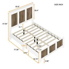 an image of a bed frame with measurements for the headboard and foot board area