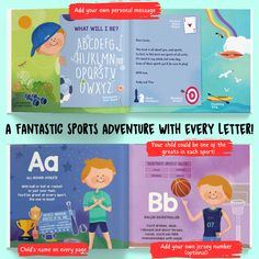 two children's books about sports and their letters