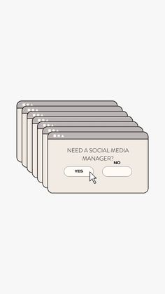 a set of five white social media manager's labels with the text need a social media manager?