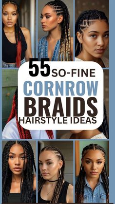 Big Ghana Weaving All Back, Wig Cornrow Pattern, Different Types Of Braids Hairstyles, Professional Cornrows For Work, Cornrows Side Part, Half Braids Half Cornrows Black Women, Front Cornrows Hairstyles Natural Hair, Conroe Braids Hairstyles For Black Women, Side Part Feed In Braids