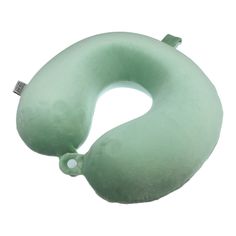 an inflatable neck pillow is shown on a white background