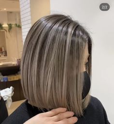 Ash Brown Short Hair With Highlights, Short Hair Styles Highlights, Ash Blonde Highlights On Short Hair, Blond Highlights On Short Hair, Ash Brown Grey Blending, Ash Grey Hair Short, Ash Brown With Silver Highlights, Slate Hair Color, Hair Highlights For Short Hair