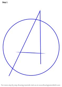 an image of a circle with the letter a in it's center and two intersecting lines