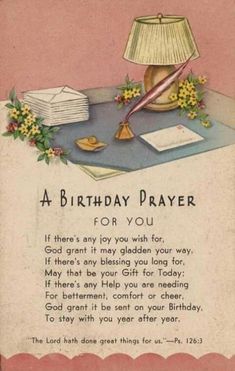 a birthday prayer with a lamp and flowers