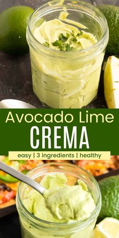 avocado lime cream in a jar with the text overlay