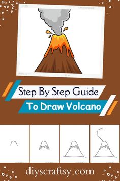 the step by step guide to draw volcano