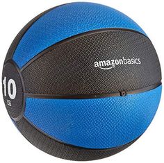 a blue and black basketball with the amazonbasics logo on it