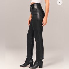 Half Denim, Half Leather!!! So Cute!!!! New With Tags Chic Fitted Jeans For Fall, Fall Mid-rise Leather Jeans, Fitted Leather Jeans For Night Out, Chic Black Leather Jeans, High Rise Leather Jeans For Fall, Fitted Leather Jeans For Fall, Chic Leather Jeans For Spring, Chic Spring Leather Jeans, Chic Black Fall Jeans