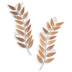 two metal leaves on a white background