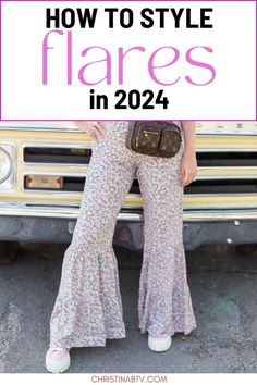 How to style flares and be on trend for summer 2024! These casual outfit ideas and fashion tips will help you keep up with the flare pants summer fashion trends this year! Flare Pants Outfit Casual, How To Style Flares, Flare Pants Outfit, Flares Outfit, Jumpsuit Fitted, Pants Outfit Casual, Flare Jumpsuit, Pants Summer