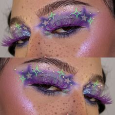 💜✨⭐️ cosmic energy ⭐️✨💜 I decided to revamp a look from last year and it kinda turned into a look of its own. Purple is my favorite color and since I’ve been in a rut I can tell I’ve been using it more when I look through my recent looks. I’ll try to space them out so my feed won’t just be purple. My little princess will be here in a little bit so I’m trying to think of fun stuff for us to do. Hopefully it won’t be super hot out so we can go play outside. do you have any Halloween looks ... Celestial Makeup, Pretty Eyeshadow, Space Makeup, In A Rut, Face Paint Makeup, Face Art Makeup, Makeup For Black Skin, Play Outside