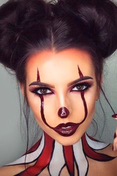 Photo edited by AirBrush App • • • I used the tool makeup haloowen • • • #AirBrush #retouch #airbrushfilter #airbrushfilter #photoeditor #filter #retouch #halloween #beautytips #autumn #photoediting #fashion #haircolor ##fall #almondnails #simplemakeup #makeup #makeuplooks #autumnlook #Halloween #Halloweenmakeup Iconic Lady Gaga, Clown Makeup Looks, Makeup Ide, Halloween Make-up Looks, Spooky Chic, Clown Halloween