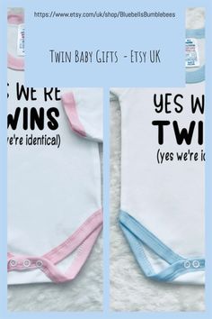 These fun identical twin baby vests are the perfect gift for the arrival of twins! Printed with Yes We’re twins, Yes We’re identical.. text in high quality black vinyl.