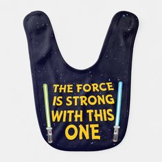 The Force is Strong with this one funny baby bib Gender: unisex. Age Group: infant. Baby Boy 1st Birthday Star Wars, The Force Is Strong With This One 1st Birthday, First Birthday Boy Star Wars, One With The Force First Birthday Invitations, One With The Force First Birthday, Star Wars Theme Birthday, Star Wars Themed Birthday Party, Funny Baby Bibs