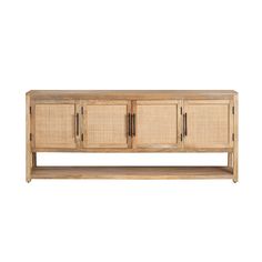 the sideboard is made out of wood and has two doors on one side, and three