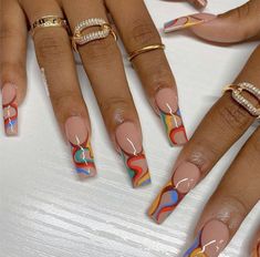 Drip Nails, Edgy Nails, Classy Acrylic Nails, Long Square Acrylic Nails, Bling Acrylic Nails, Square Acrylic Nails, Girls Nails, Fire Nails