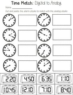 a printable worksheet for telling time to analog clocks