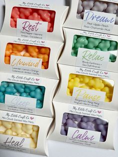 six different flavors of jelly beans are in the package for each individual to choose from