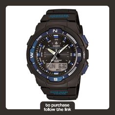 Discover the Casio Sports Japanese-Quartz Watch with Resin Strap. This watch combines durability, toughness, and classic style, making it perfect for any adventure. With features like a built-in digital compass, dual sensors for direction and temperature, moon age display, and water resistance up to 100 meters, this watch is designed to withstand your active lifestyle. Get yours today and stay on time with Casio! Wellness Tips, Active Lifestyle, Digital Watch, Fitness Tracker, Pharmacy Gifts, Quartz Watch