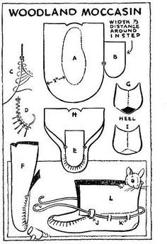 woodland moccasin pattern with instructions to make it in the shape of an animal