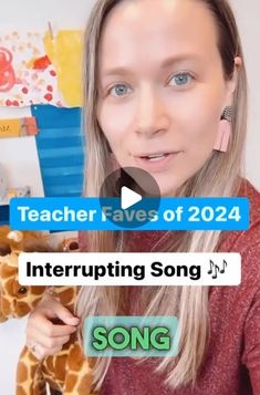 a woman holding a stuffed giraffe in front of her face with the words teacher raves of 2020