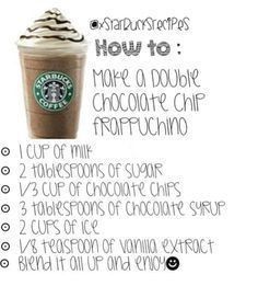 the instructions for how to make a double chocolate chip frappuccino coffee drink