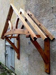 a wooden structure on the side of a building