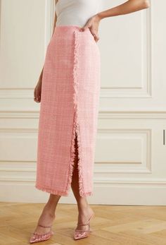 Summer Tweed Outfit, Tweed Skirt Outfit, Tweed Midi Skirt, Huishan Zhang, Midi Skirt Pattern, Tweed Skirt, Fashion Mistakes, Skirt Outfit, Cute Skirts