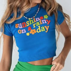 Home · SO FUN MART · Online Store Powered by Storenvy Sunshine On A Rainy Day, Crop Top Pattern, Slim Fit Crop Top, Star Trek Cosplay, Aesthetic Streetwear, On A Rainy Day, Summer Crop Tops, Sleeves Clothing, Knitted Tops