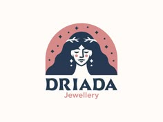 a woman's face with long hair and the words driada jewellery