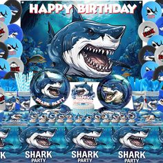 shark birthday party supplies and decorations