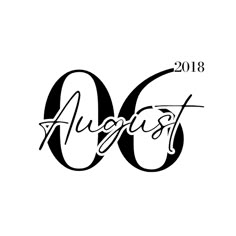 the word august in black and white with an o on it's left side