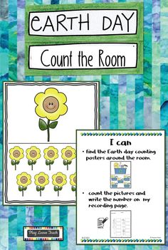 earth day count the room game with pictures and words to help students learn how to use it