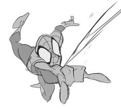 a drawing of a spider man flying through the air with his arms out and legs spread wide