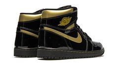 The Air Jordan 1 High OG “Black/Metallic Gold” is one of several exciting colorways from Jordan Brand’s Holiday 2020 collection.  A luxurious take on Michael Jordan’s first signature shoe in the coveted high-top silhouette, the “Black/Metallic Gold” employs premium black patent leather on the entire upper, including the perforated toe, mid-panel, and heel.  The look is reminiscent of the Jordan 1 Mid from 2003 that featured the same black leather upper with Metallic Gold accenting.  Like that re Air Jordan 1 High Black, Nike Airmax 97, Nike Airmax 95, Yeezy 750, Jordan 1 Outfit, Jordan 1 Black, Converse Run Star, Logo Design Art, Exclusive Sneakers