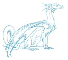 a drawing of a dragon sitting on the ground