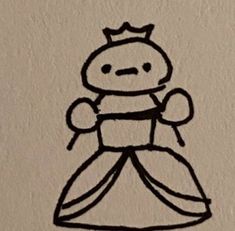 a drawing of a cartoon character with a crown on it's head and eyes